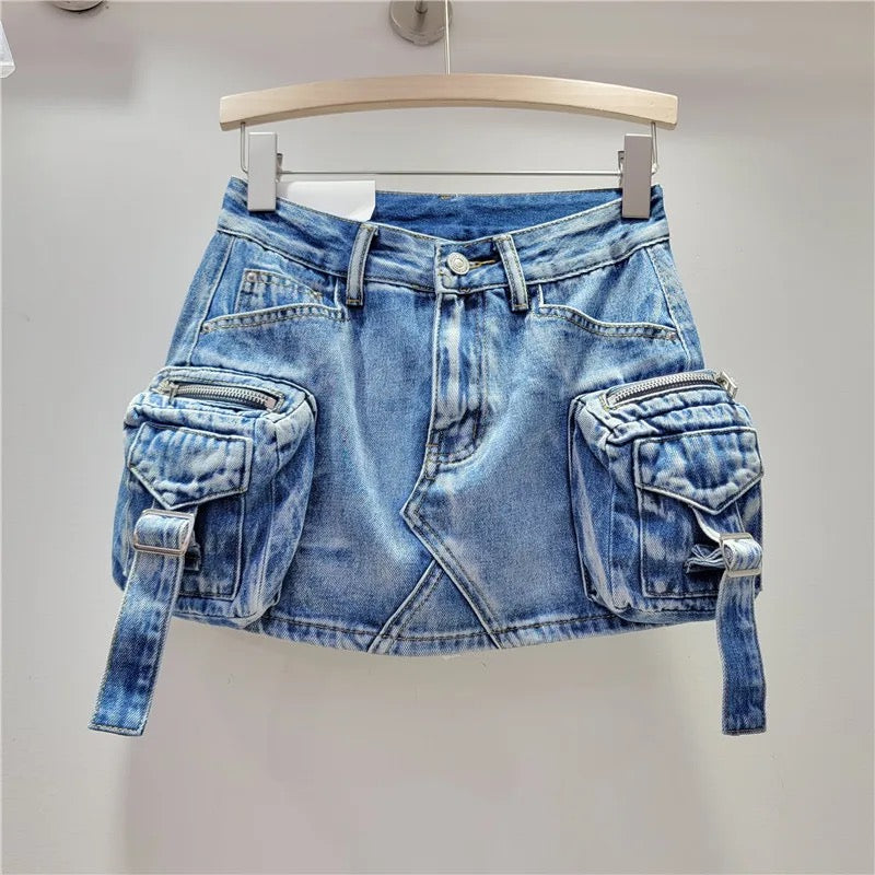 Blue denim mini